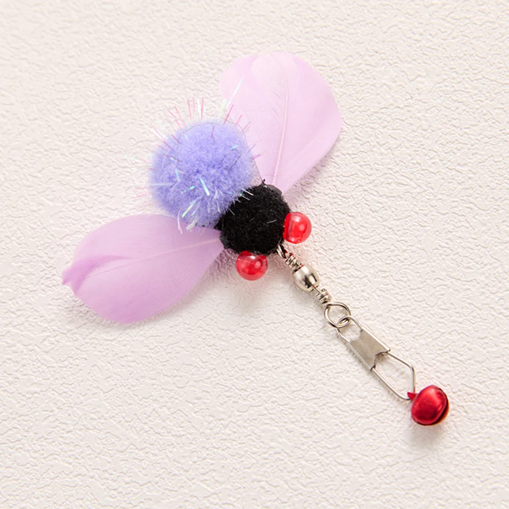 رأس بديل لتحفيز القطط - لعبة للحيوانات الأليفة من الريش والحشرات النابضة بالحياة، قابلة لإعادة التعبئة للعب التفاعلي لعصا القطط