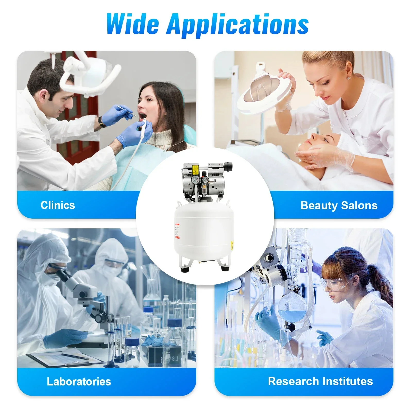 

40л медицинский безмасляный стоматологический воздушный компрессор, ультра бесшумный безмасляный портативный воздушный компрессор, воздушный насос 110 В, 165 литров/мин