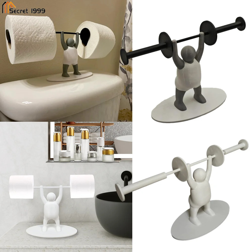 

Funny Weightlifter Toilet Roll Holder Fitness Villain Bathroom Paper Roll Holder 3d Villain Weightlifting Paper Roll Holder