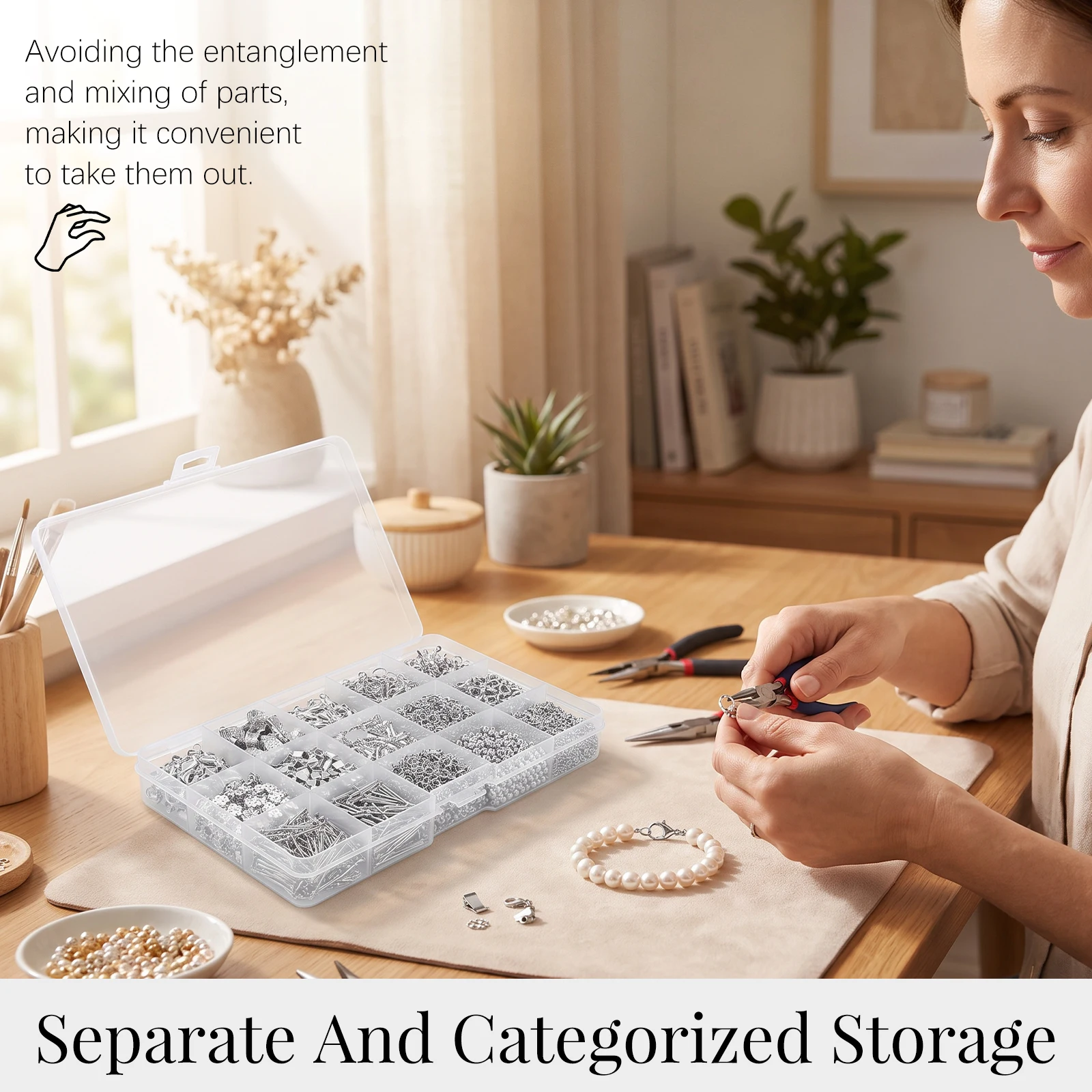 Jewelry Making Kit Zinc Alloy Jewelry Making Supplies with Storage Box Rust Resistant DIY Bracelet Necklace and Earring Findings