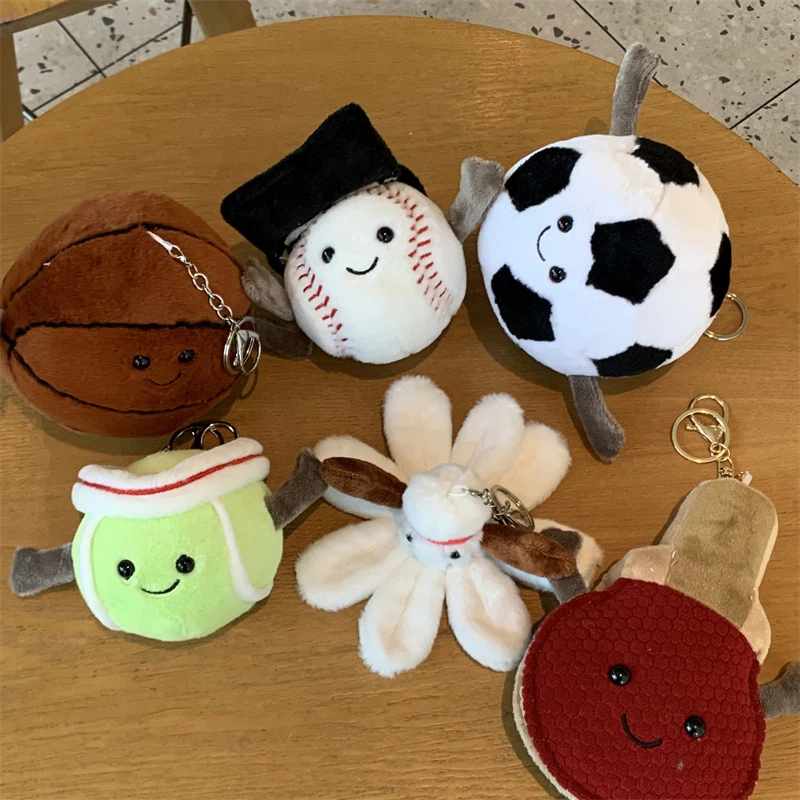 Cute Simulation Ball Series Plush Toy Cute Tennis Baseball Rugby Basketball Football Badminton Soft Pillow Kids Gifts Room Decor