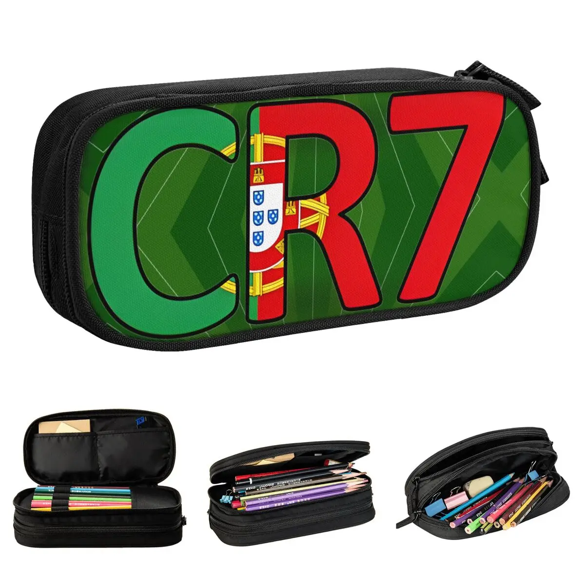 CR7 Logo Pencil Case Pencil Pouch Pen Kids Large Storage Bag School Supplies Gifts Stationery