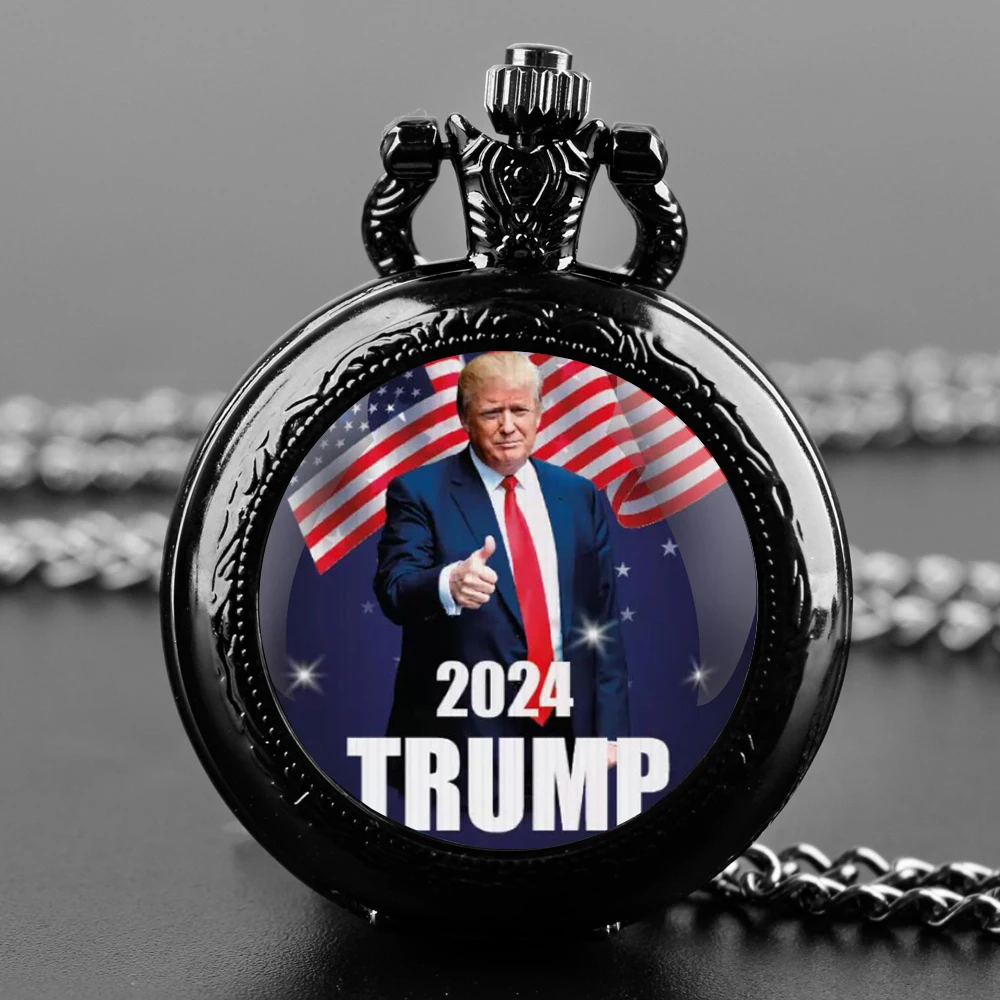 

Fashion 2024 Trump Save America Unique Design Vintage Quartz Pocket Watch Cool Clock Gift for Men Women Necklace Watches