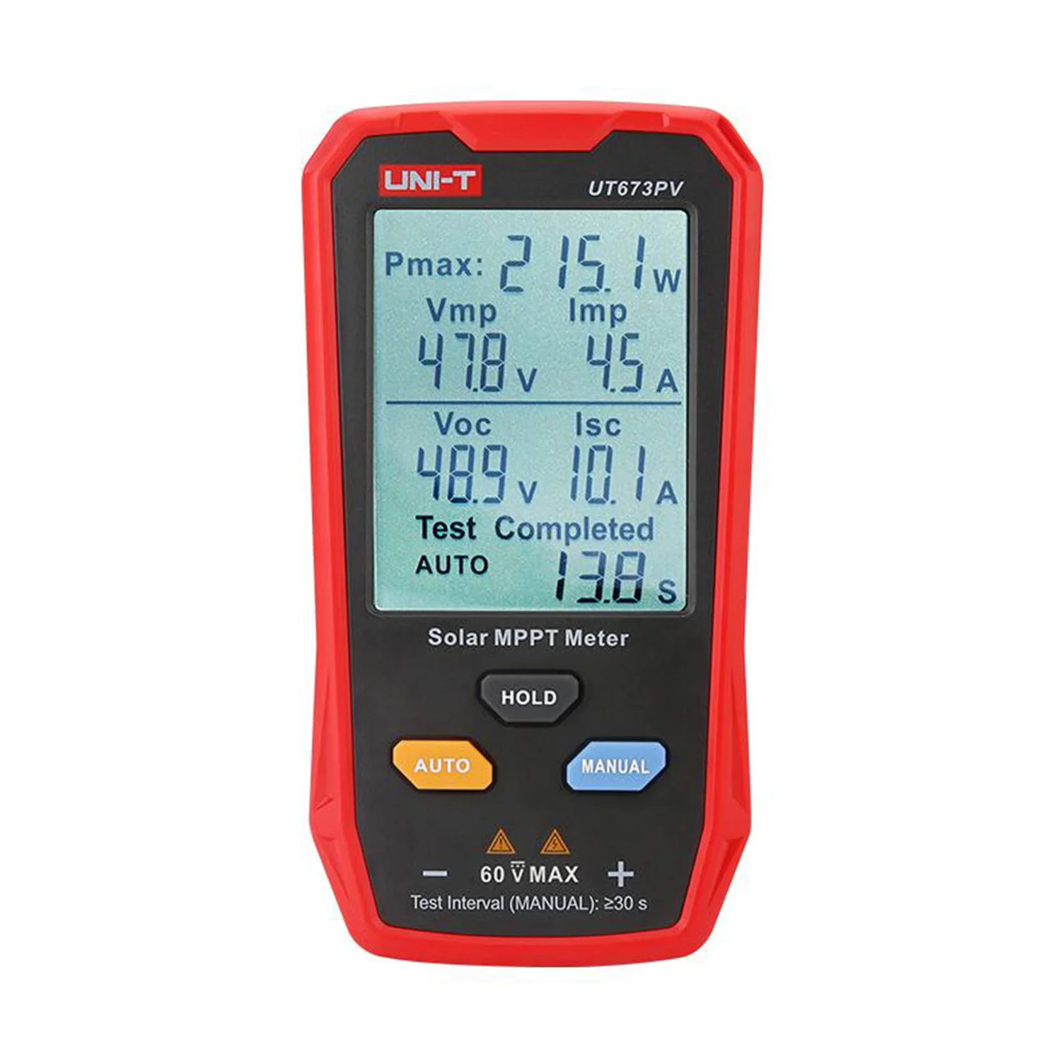 UNI-T UT673PV Solar MPPT Meter; 12~60V Open Circuit Voltage Measurement/800W Power Test/35A Load Current Measurement