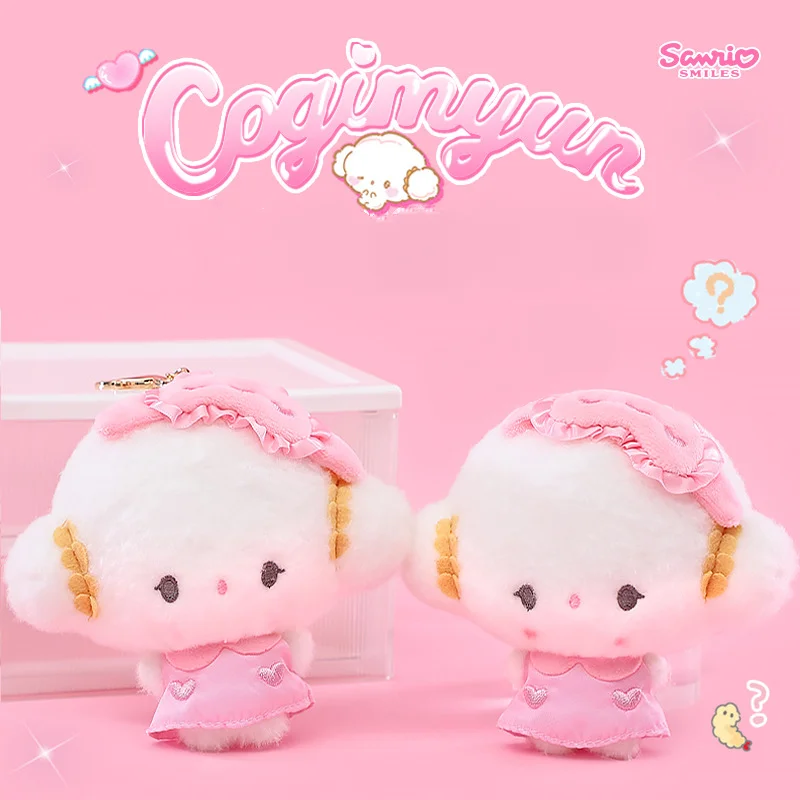 

Плюшевый брелок Sanrio Cogimyun: милые куклы в форме облака с розовым бантом и шапочкой для сна, мягкие подвески для сумок, идеально подходят для подарков