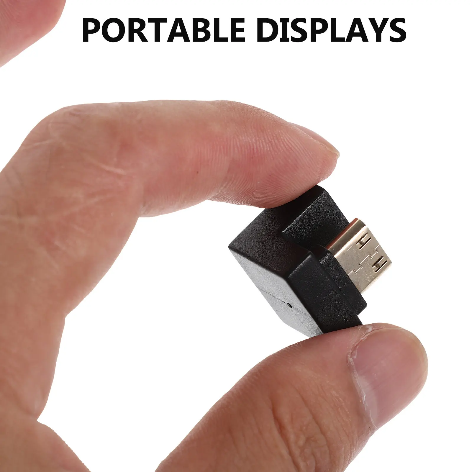 2Pcs Right Angle Video Adapter PVC Metal Construction High-Durability Male to Female Extension Converter for Monitor Laptop