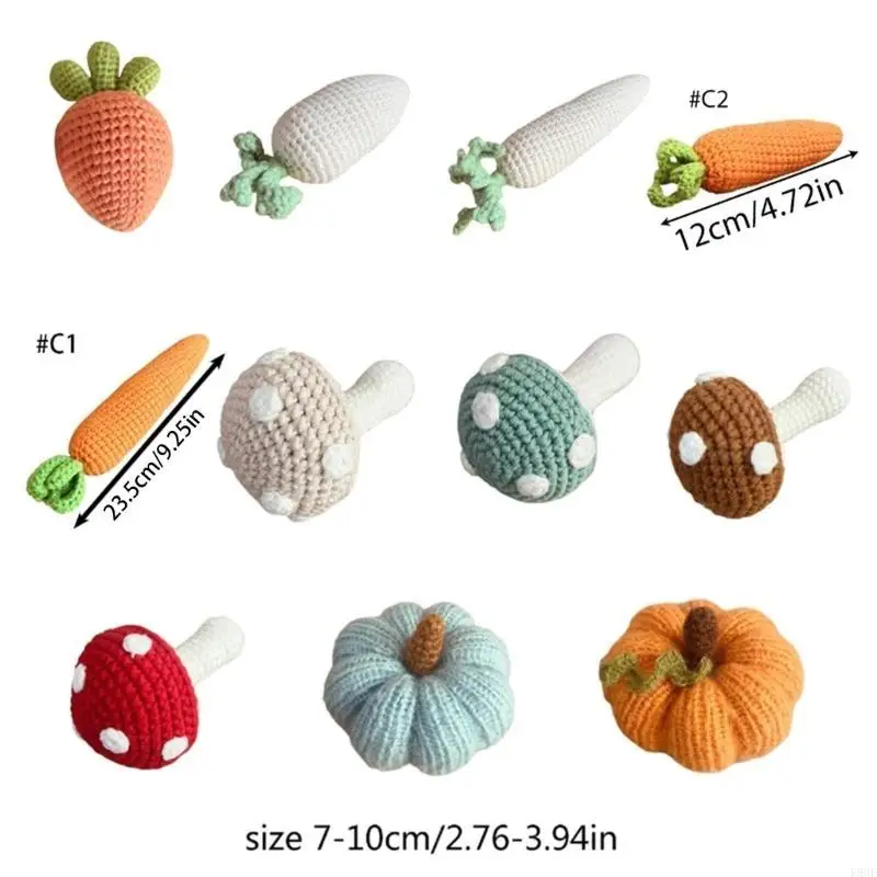 K8GF لطيف محبوك الطفل الانتحال الدعائم قابل للتعديل حجم اليقطين صور ملحق اليقطين/أنماط الفطر لتذكارات حديثي الولادة #6