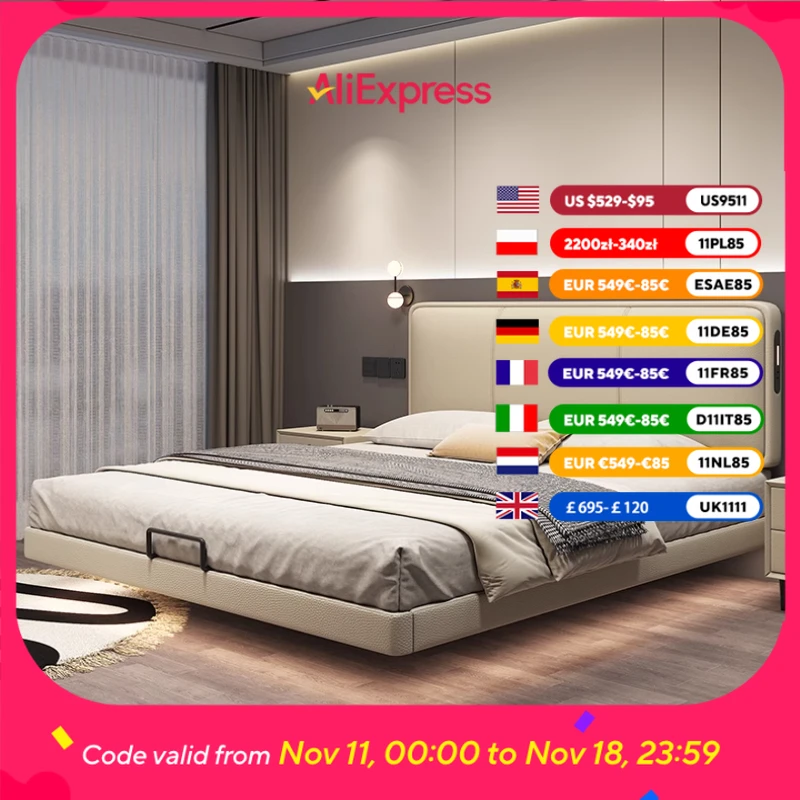 

Leather Loft Modern Double Bed Storage Space Adults Space Saving Double Bed Frames Queen Letto Matrimoniale Bedroom Furniture