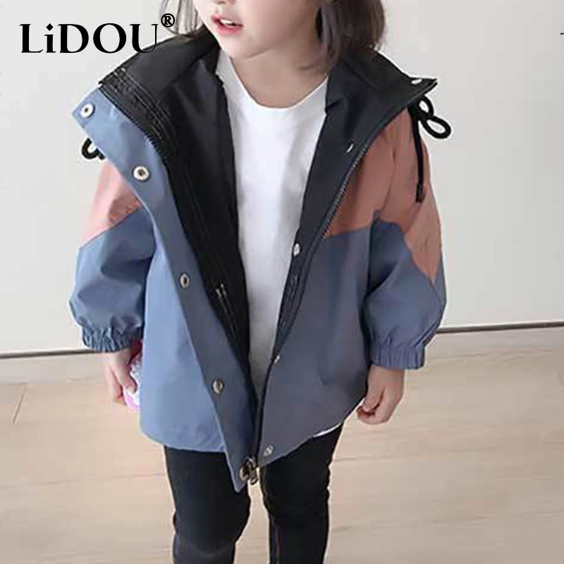 2023 autunno coreano moda Anime giacca per ragazze sport Chic contrasto colori cappotto per bambini dolce carino Kawaii vestiti per bambini sciolti