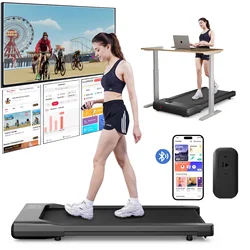Flat Walking Treadmill 2.5HP Motor 1-4km/h Speed Anti-Slip Shock Absorption Portable Treadmill for Home Office Exercise Machine