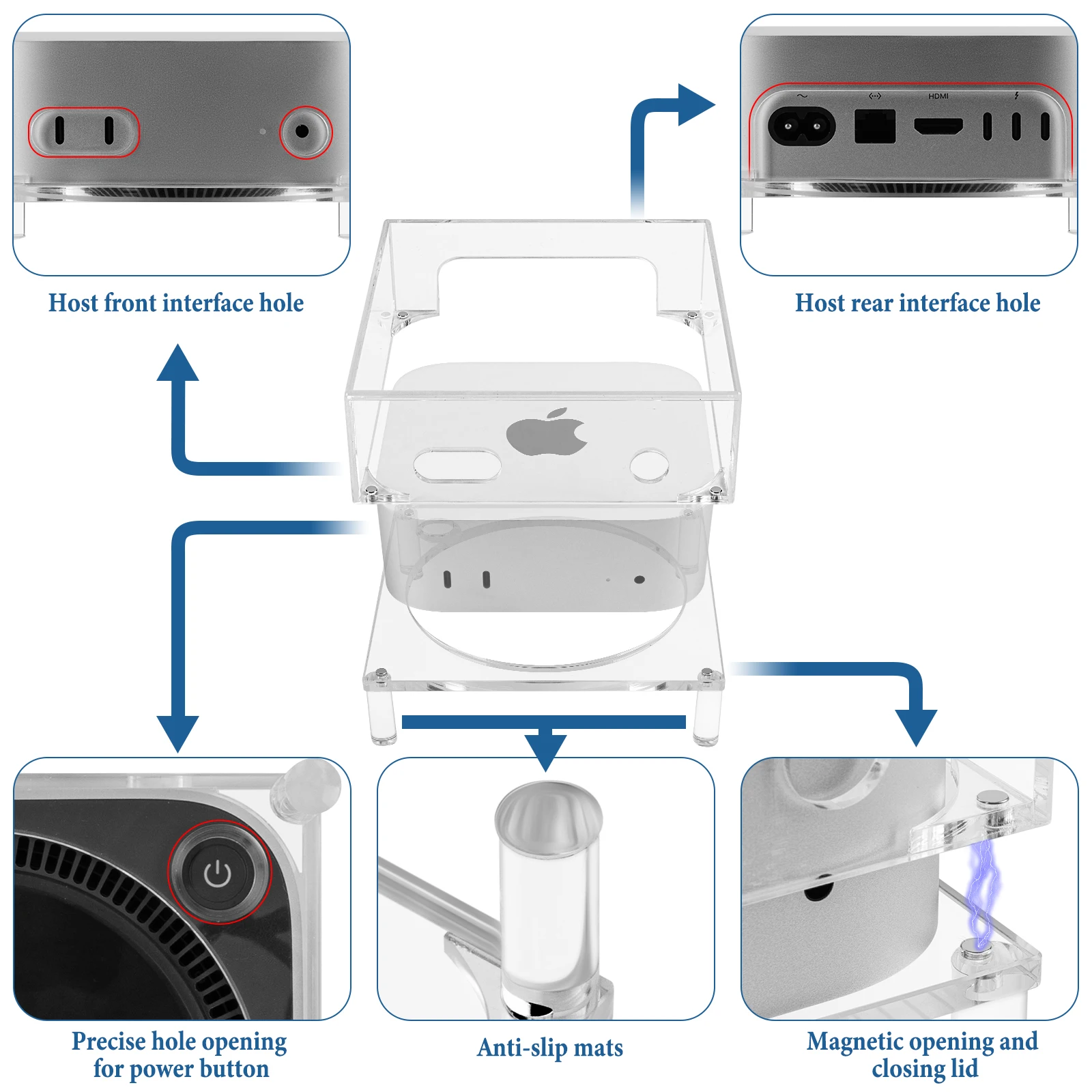Geekria Clear Acrylic Dust Cover Compatible with 2024 Mac Mini M4,  2024 Mac Mini M4 Pro Stand - Accessories, Desktop Host Cover
