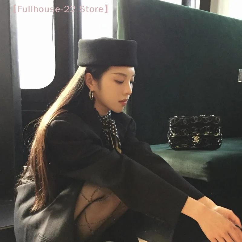 【MAX-22】Vintage Hard Top Flat Fedoras Hats Women Felt Berets Hat Wedding Fascinator Caps Wedding Cocktail Party Hat