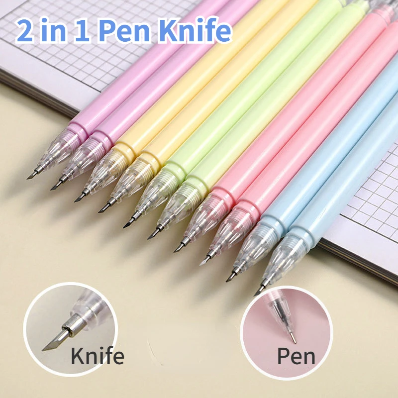 

2 in 1 candy color Pen Knife Ballpoint Pen Carving Craft Utility knife Engraving Cutter Carving Sculpture Paper Cut Hand Tools