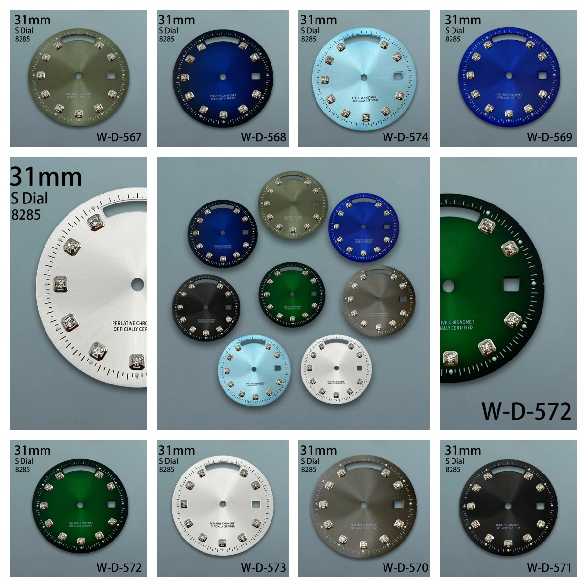 

31mm S Logo Dial Day And Date Diamond Sunray Dial Suitable For 8285 Movement High Quality Watch Modification Accessories