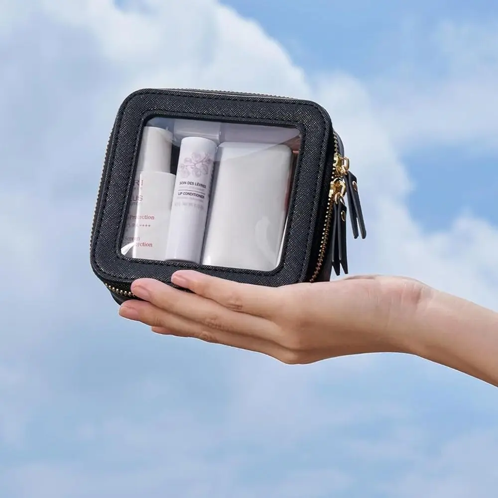 Bolsa de artículos de tocador de viaje para mujer, bolsas de maquillaje transparentes con cremallera, bolsa de lavado impermeable, bolsa de maquillaje grande