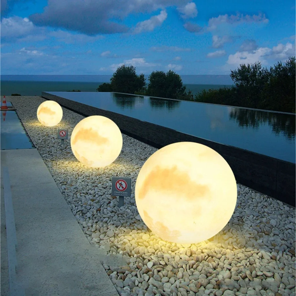 Lampada da terra nordica luna all'aperto semplice Villa creativa giardino cortile prato paesaggio luci bambini camera da letto decorazione illuminazione