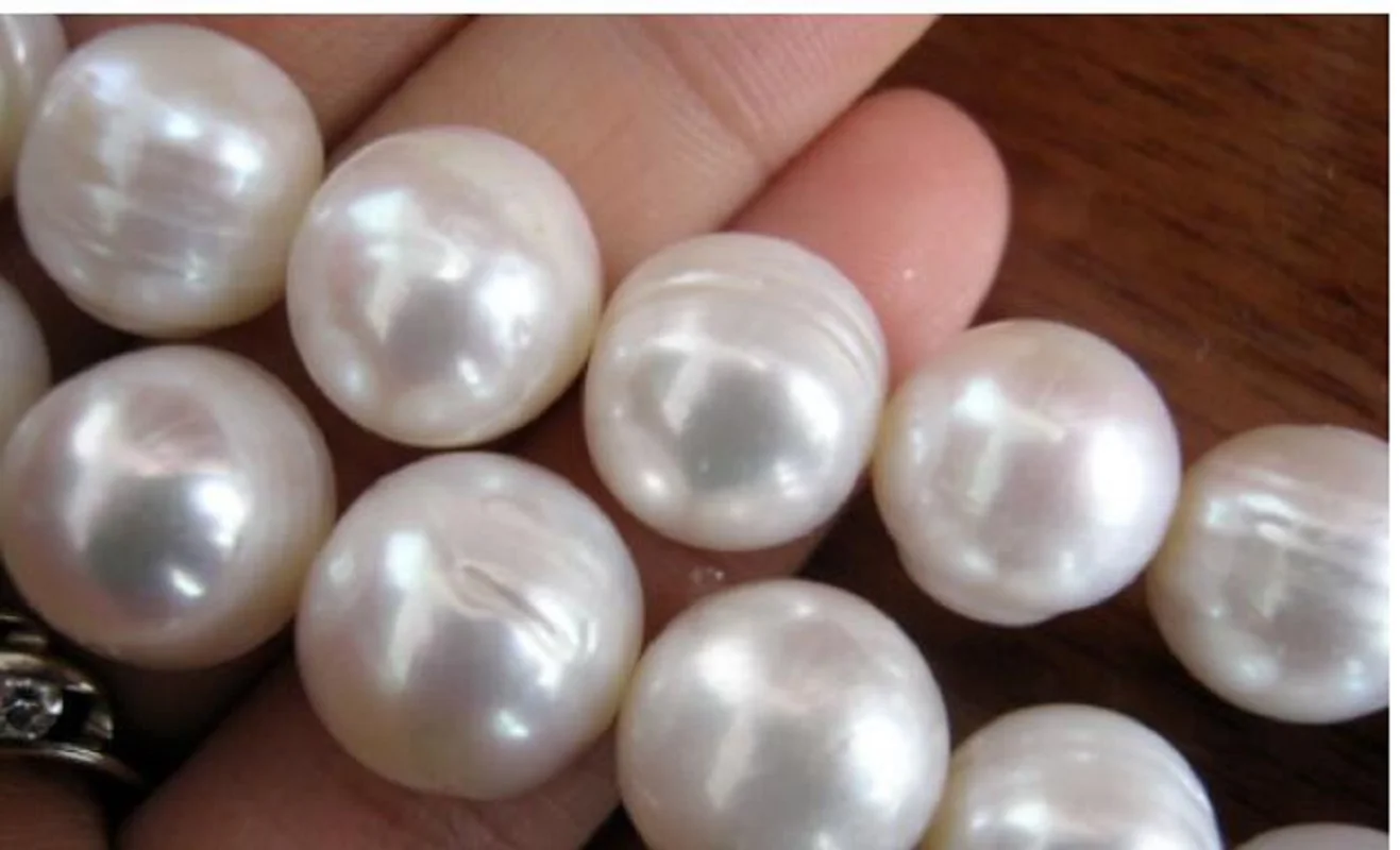 Large AAA 12-13mm Natural South China Sea White Baroque Pearl Necklace 18 \