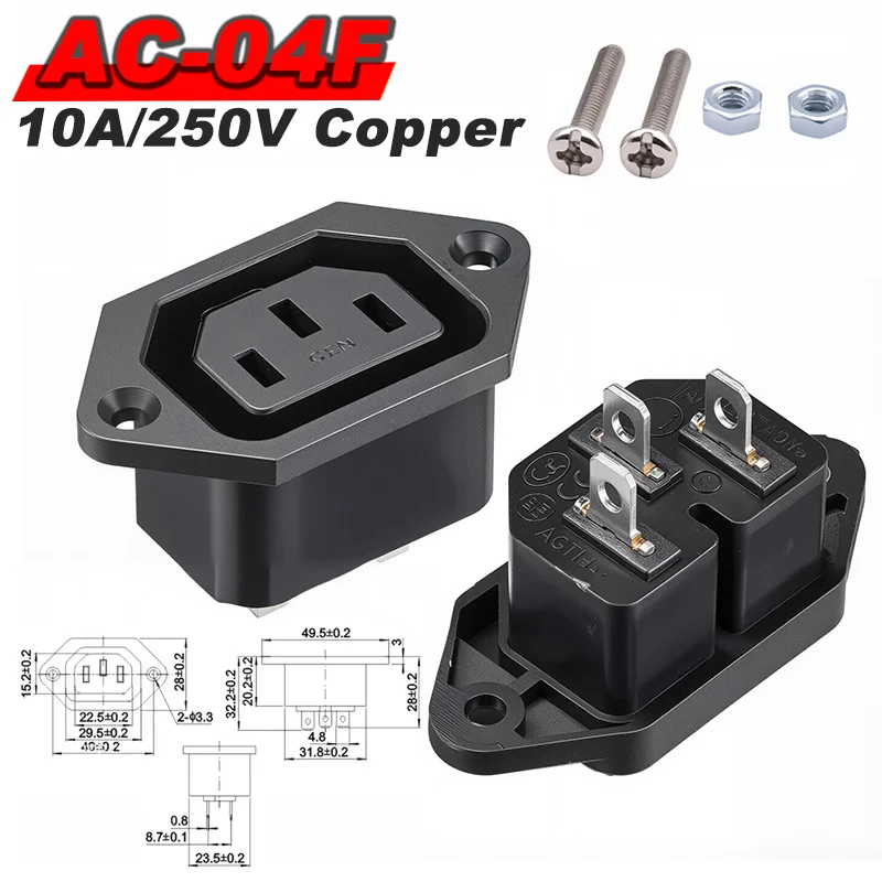 IEC 320 C13 C14 AC-Einlass-Netzsteckdose, 250 V, 10 A, Sicherung, rote Lampe, Wippschalter, wiederverdrahtet, 3-polig, elektrisch, männlich, weiblich
