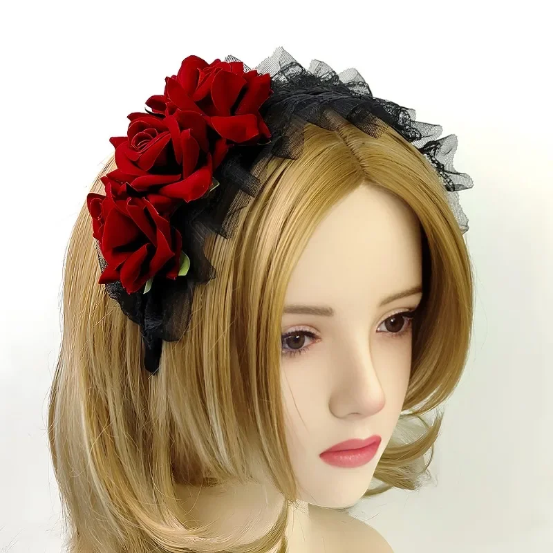 Gothic simulation rose lace headband accessories play comic exhibition performance headband accessories wreath