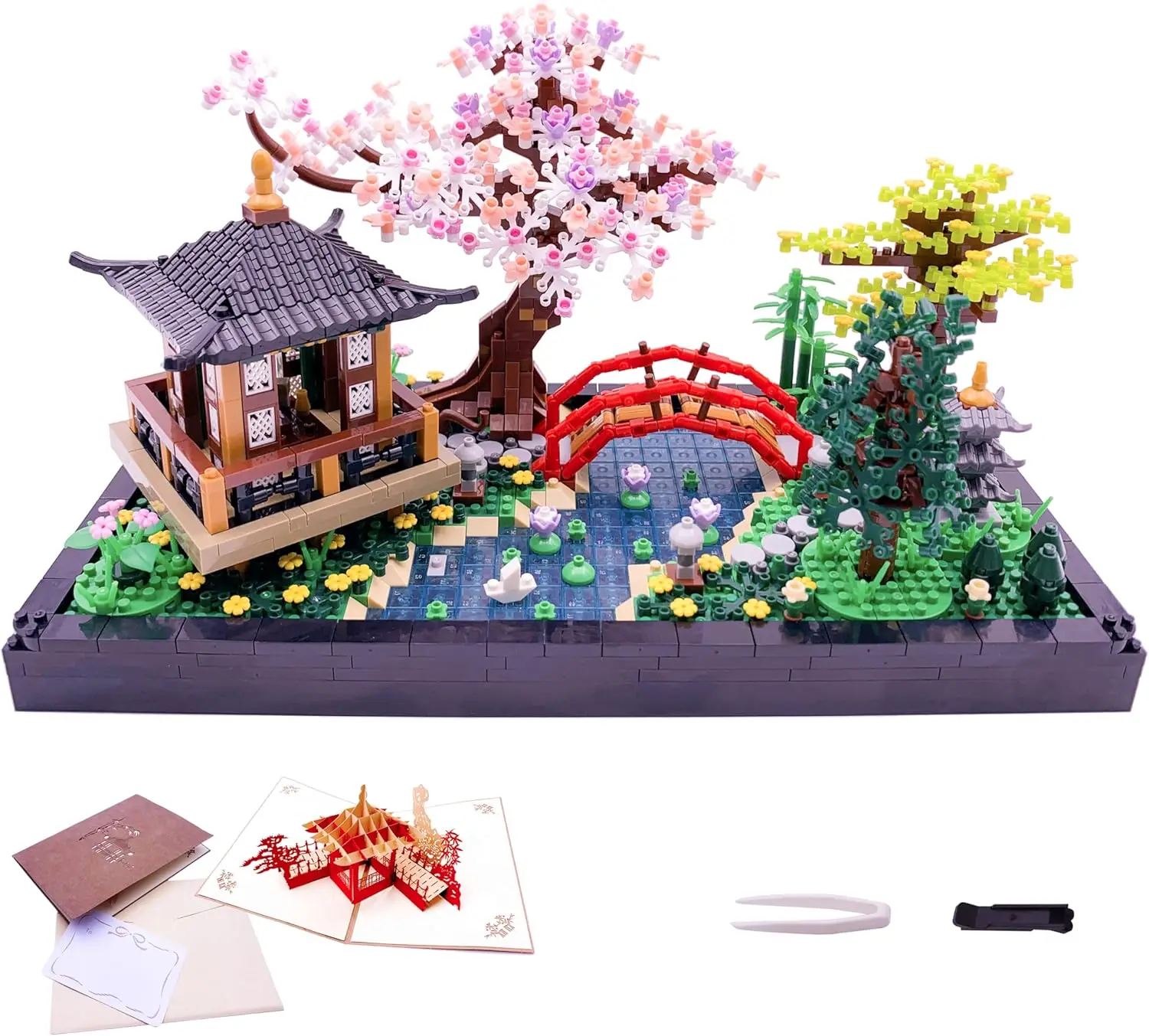 

Miniature Zen Garden Building Blocks Set - Chinese Cherry Blossom Bonsai Tree & Japanese Sakura House Model, Creative Gift for Adults and Kids Ages 14+, 2280 Pieces