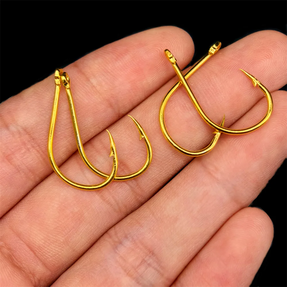 200Pcs Golden Barbed Fishing Hooks 3#-12# High Carbon Steel Fishhooks Fly Fishing Jig Head Carp Hooks Fishing Tackle Accessories