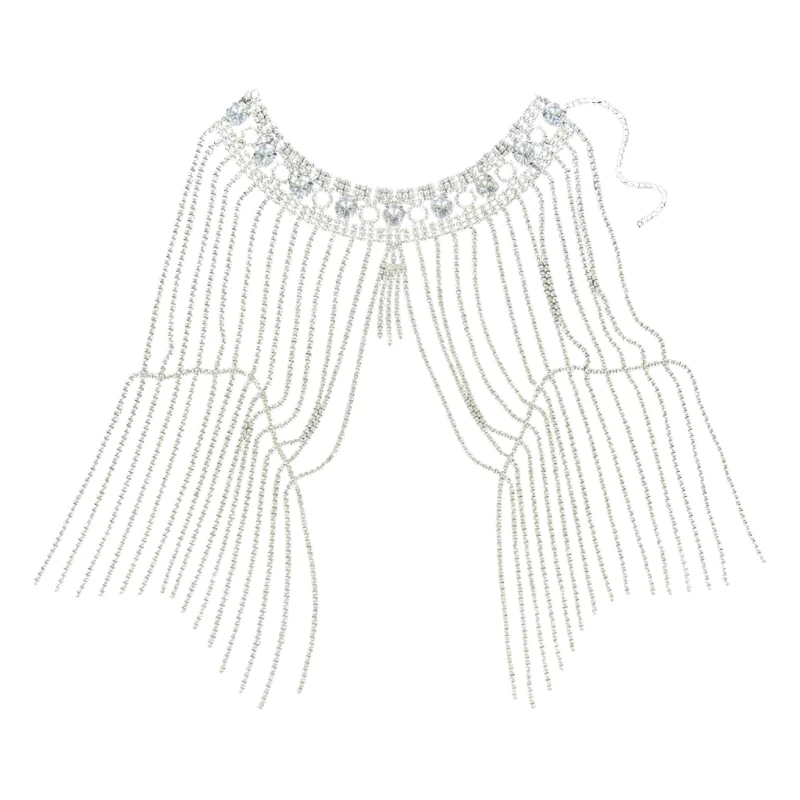 Elegant Multilayer Fringe Rhinestones Shoulder Chain Bridal Crystal Body Jewelry For Wedding Party Accessories