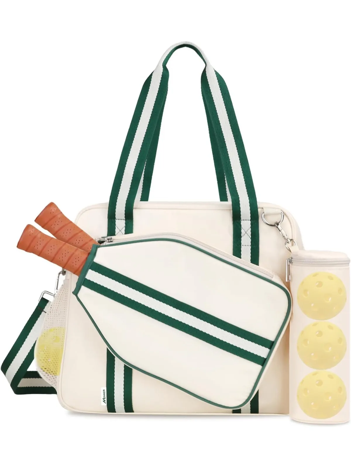 

Стильная сумка-тоут для пиклбола для женщин и мужчин с карманом для ракетки, внешним отделением для мяча и регулируемым плечевым ремнем, крючком для крепления к ограждению