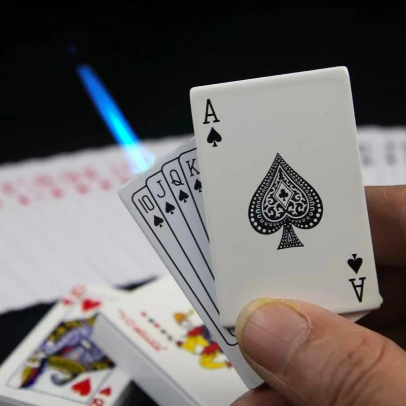 

New Metal Poker Ace Spade Lighter Butane Windproof Straight Forward Creative Outdoor Lighter Men's Fun Toy Lighter Gift