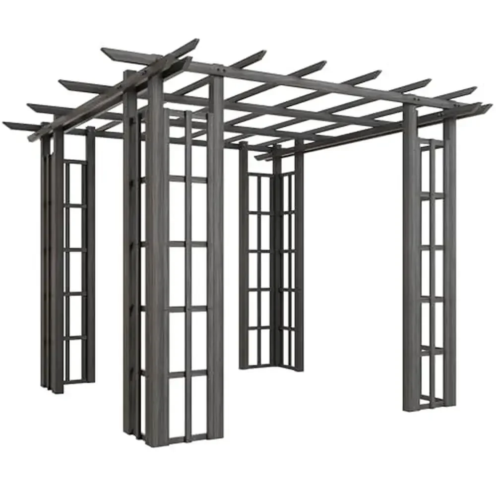 

Vinyl Pergola Outdoor Gazebo Grape Trellis Garden Backyard Patio Deck Robust Waterproof Design Climbing Plants Support Secure