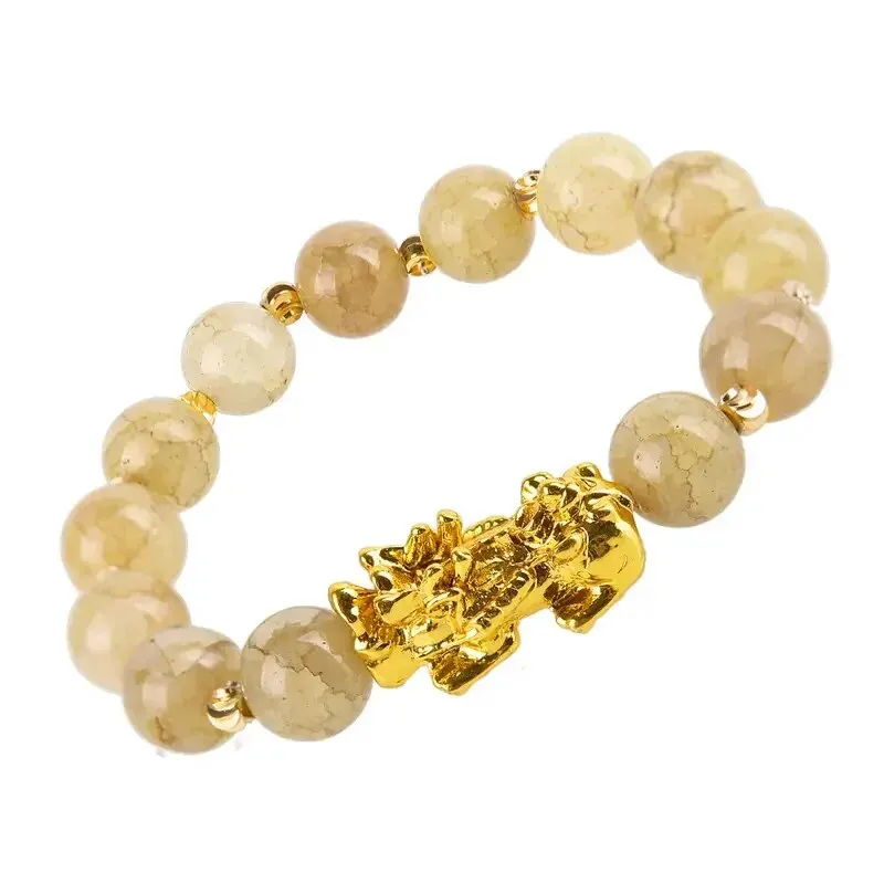 1pc Charm Bracelet 10mm Natural Bead Bracelets , Single Attract Wealth And Good Luck Wrist Chain