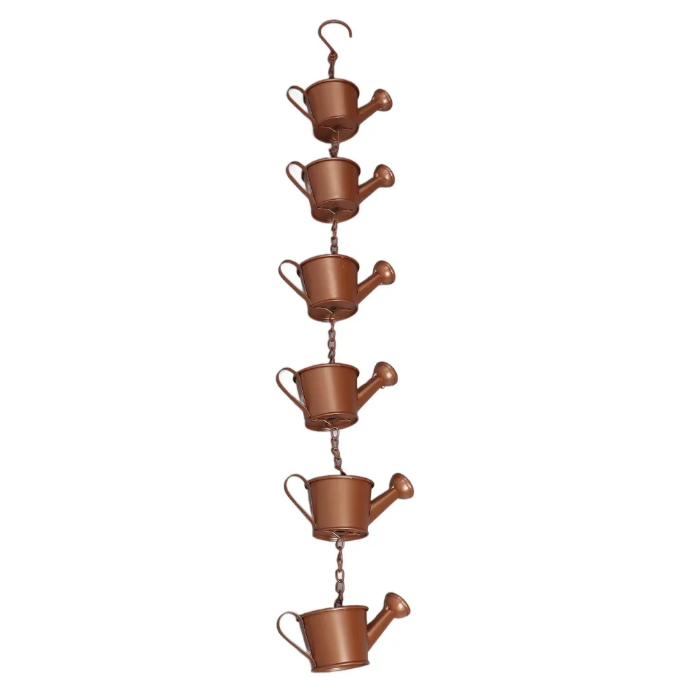 Elegant Kettle Shape Rain Chain Iron 6 Cups Gutter Chain Metal Downspout Chain Eaves