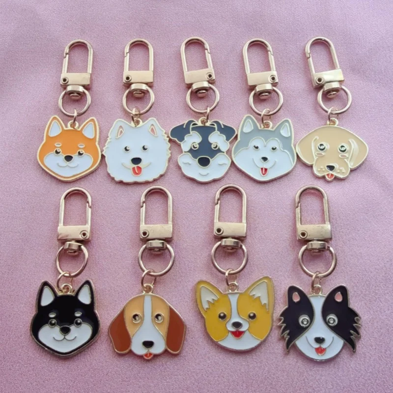 9pcs alloy drip oil dog keychain, suitable for bag hanging accessories, the best choice for gifts