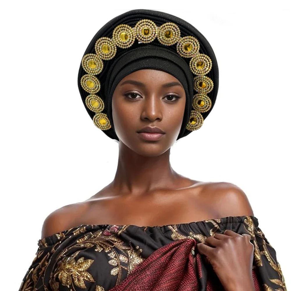 Tocado de fiesta de Geles de boda nigerianos, Turbante de moda para Mujer, pañuelo de cabeza de Gele africano, envolturas para la cabeza para Mujer