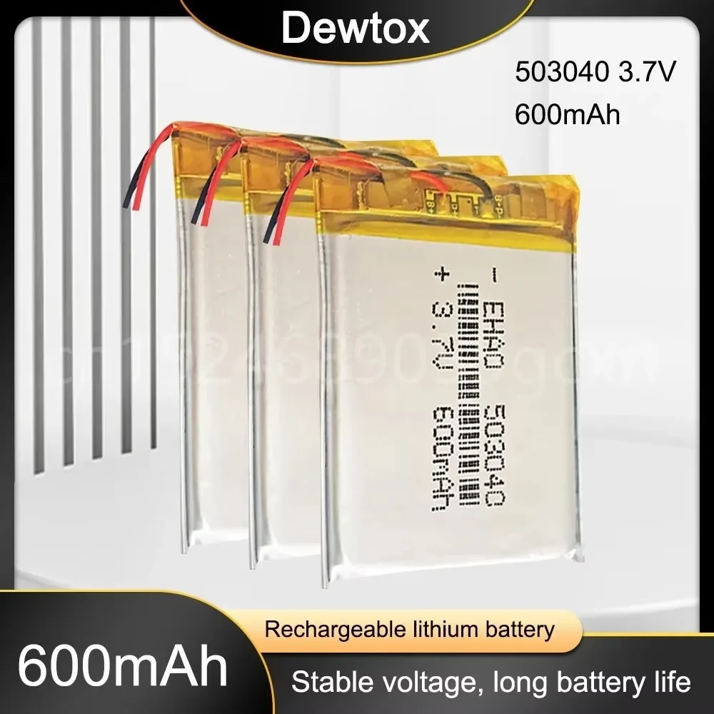 3.7V Lipo Cells 503040 600mah Lithium Polymer Rechargeable Battery for MP3 MP4 MP5 GPS Bluetooth Headset DVD PDA LED Lamp Camera