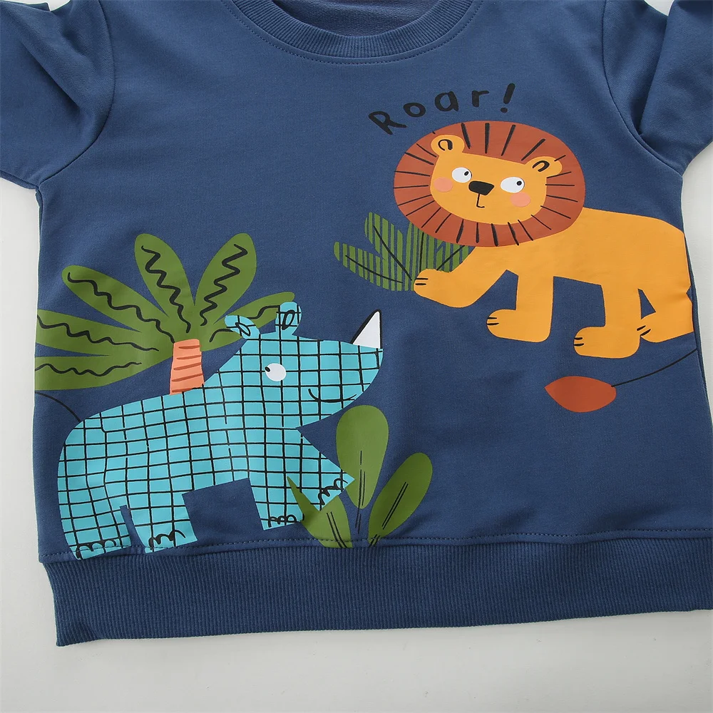 Jumping Meters Langarm-Sweatshirts für Kinder und Jungen, Kleinkindkleidung mit Kapuze und Tiermotiven für Herbst und Frühling, modische Kinderkleidung – Detail 5