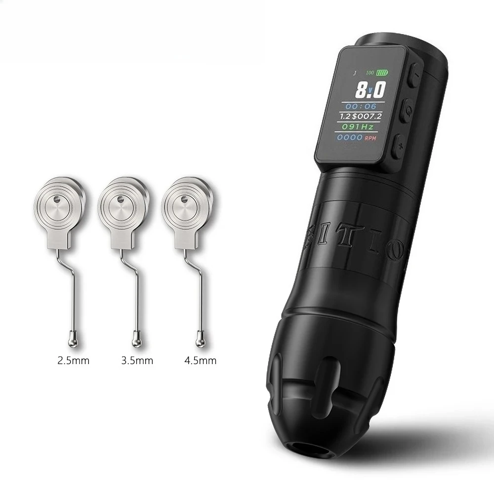 Tattoo Machine 2.5-3.5-4.0-4.5mm Stroke Wireless Tattoo Machine Pen Brushless Motor 1800mAh Color Screen
