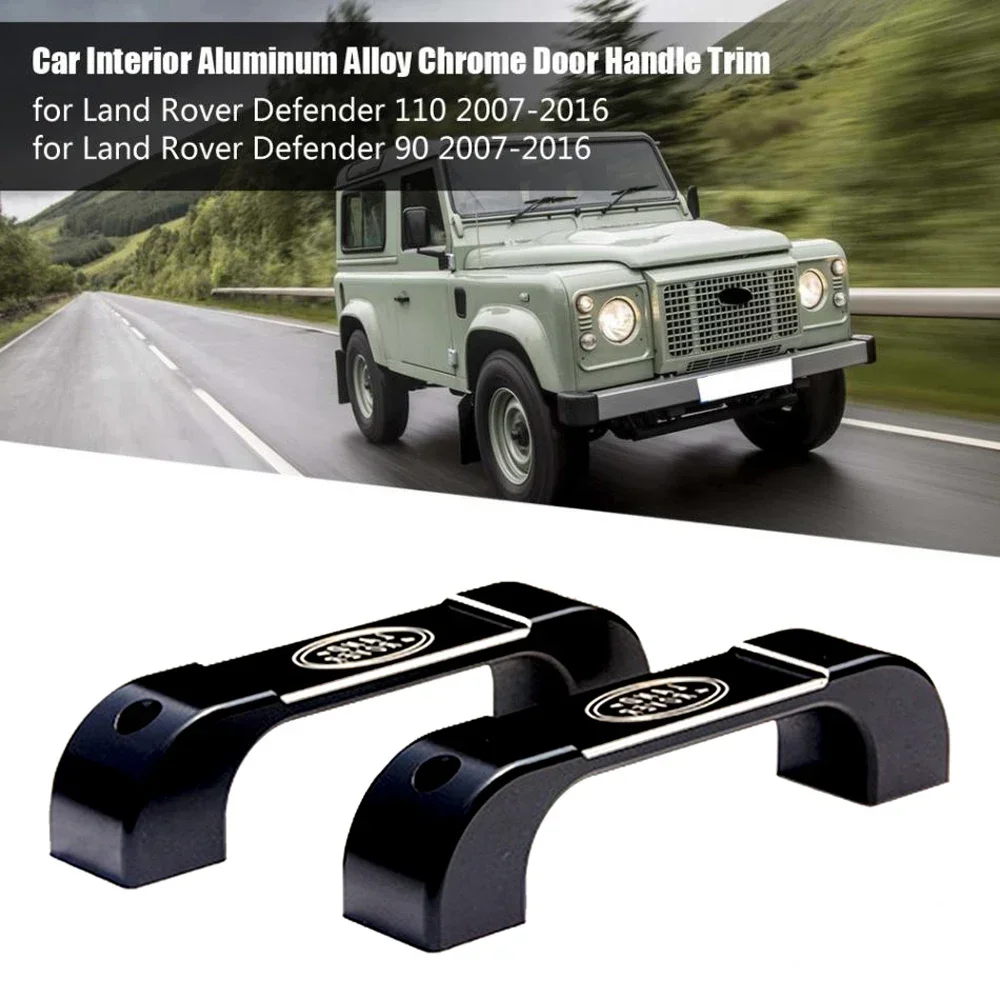 Car Interior black Aluminum Alloy Grab Door Handle Cover Trim for Land Rover Defender 110 90 2007-2016  Accessories