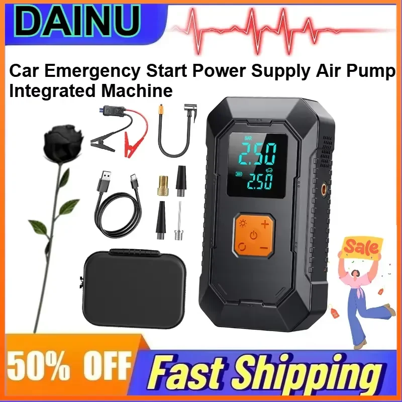 10000mAh Car Emergency Start Power Supply Air Pump Integrated Machine for 4-in-1 Car Battery Starter and Car Tire Inflator