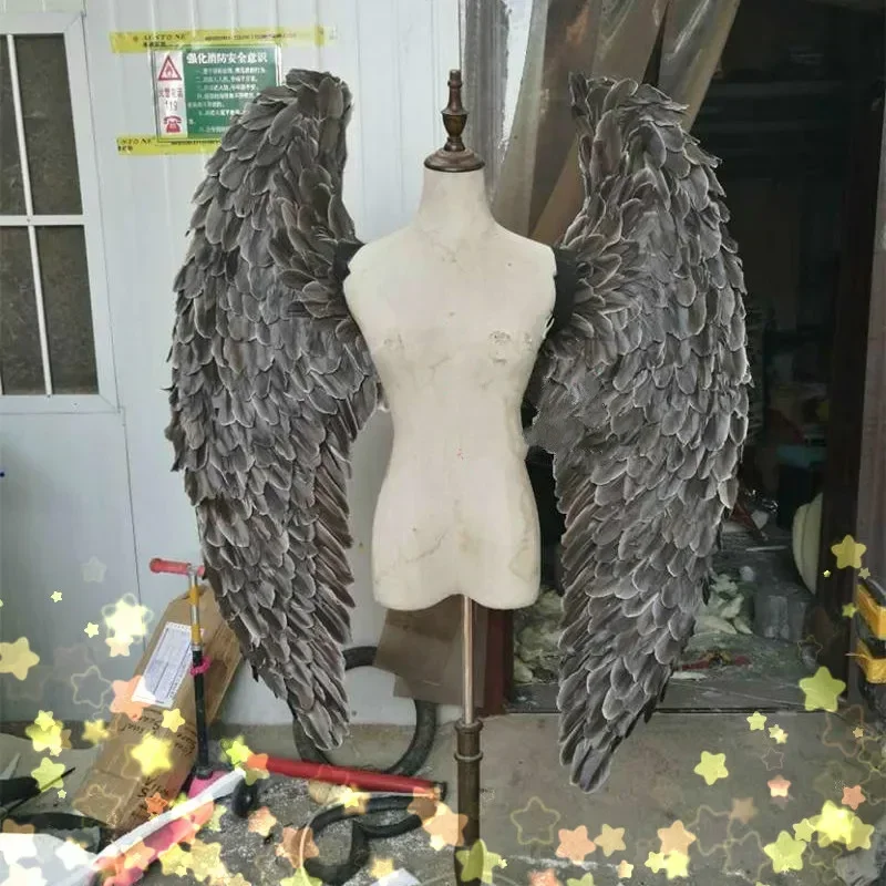크리에이티브 화이트 깃털 깃털 날개, 성인 모델, 워크쇼 코스, 파티 윙 촬영 소품, 벽화 벽 장식 소품 공예