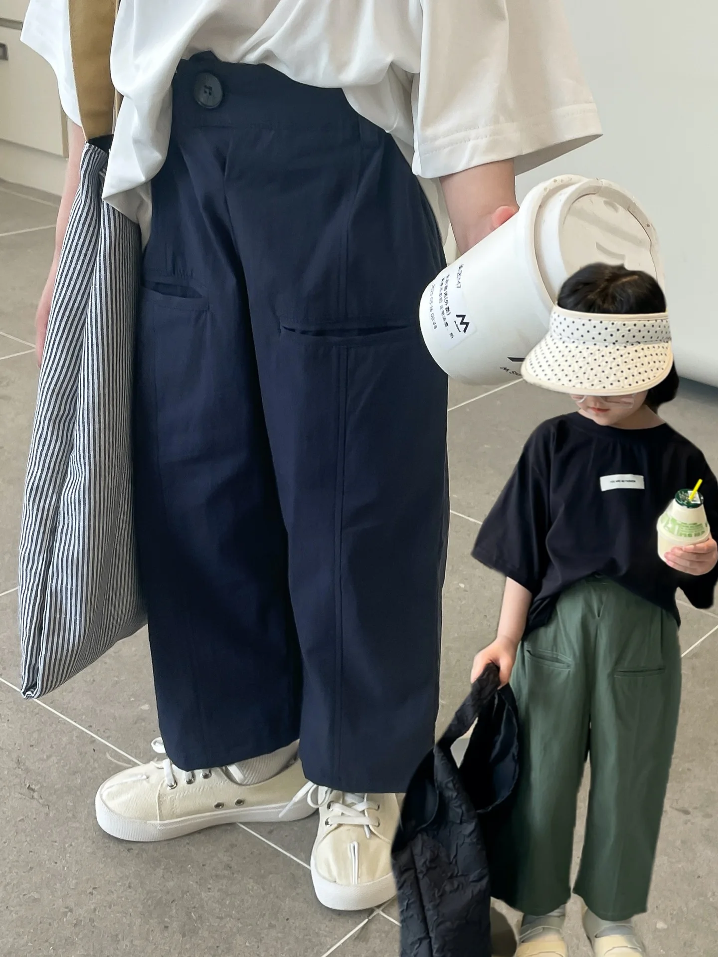 

Kids Solid Color Casual Pants 2023 Summer New Korean Style Boys and Girls Summer Straight Elastic Loose Simple Style Kids Pants