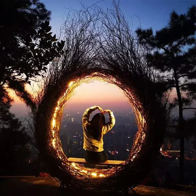 Outdoor hanging basket homestay area wedding dress shooting heart-shaped bird's nest Bali net red rattan hanging swing