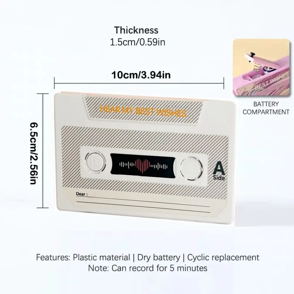 Tarjeta de voz con cinta, tablero grabador de música por voz, hecho a sí mismo, tablero grabador de música grabable, tarjeta de voz de grabación de 5 minutos