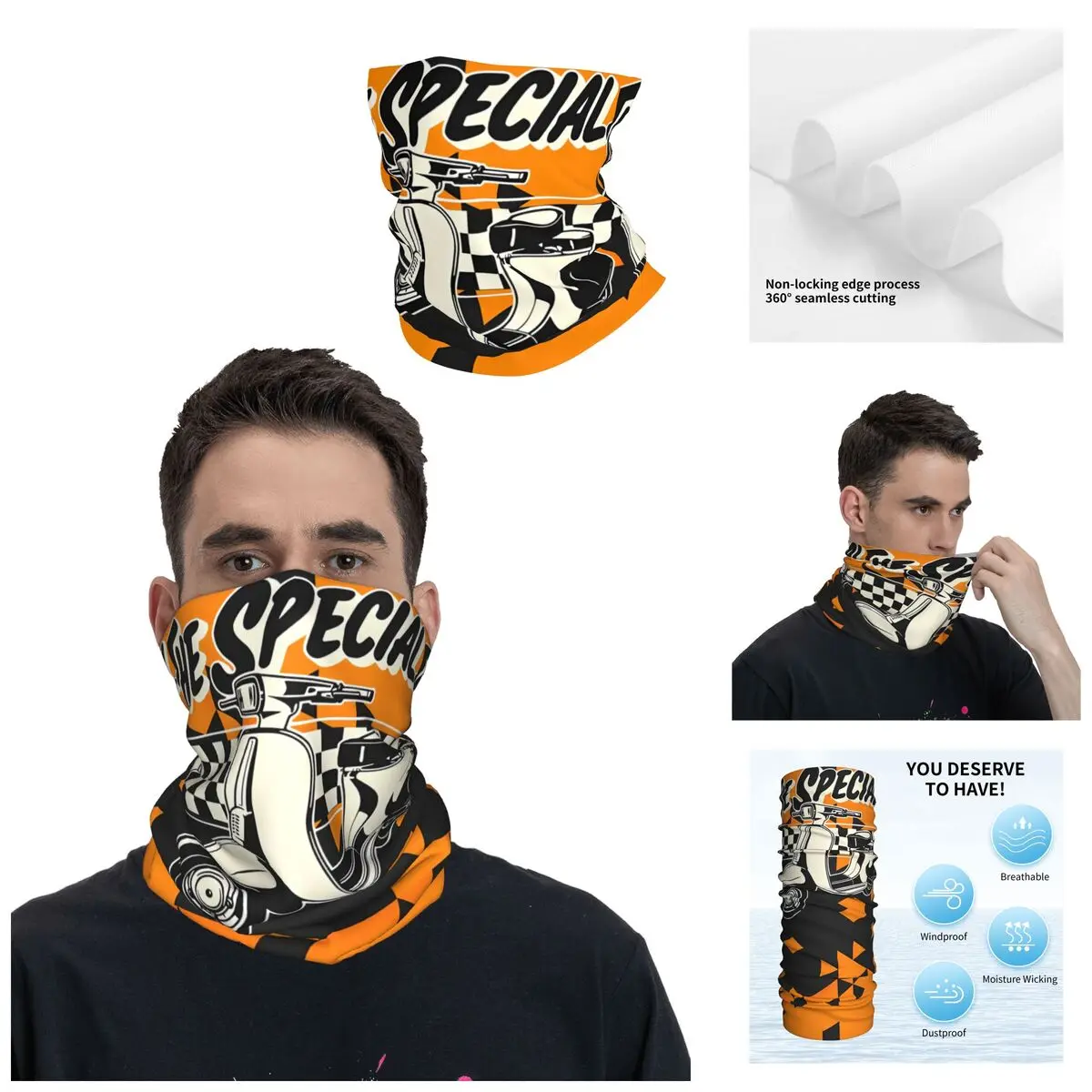 Groovy V-Vespas Bandana Neck Gaiter Motocross Face Scarf Cycling Face Mask Hiking Unisex Adult Breathable