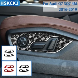 For Audi SQ7 4M Q7 2016 2017 2018 2019 Accessories Carbon Fiber Car Interior Seat Adjustment Panel Trim Sticker Decoration