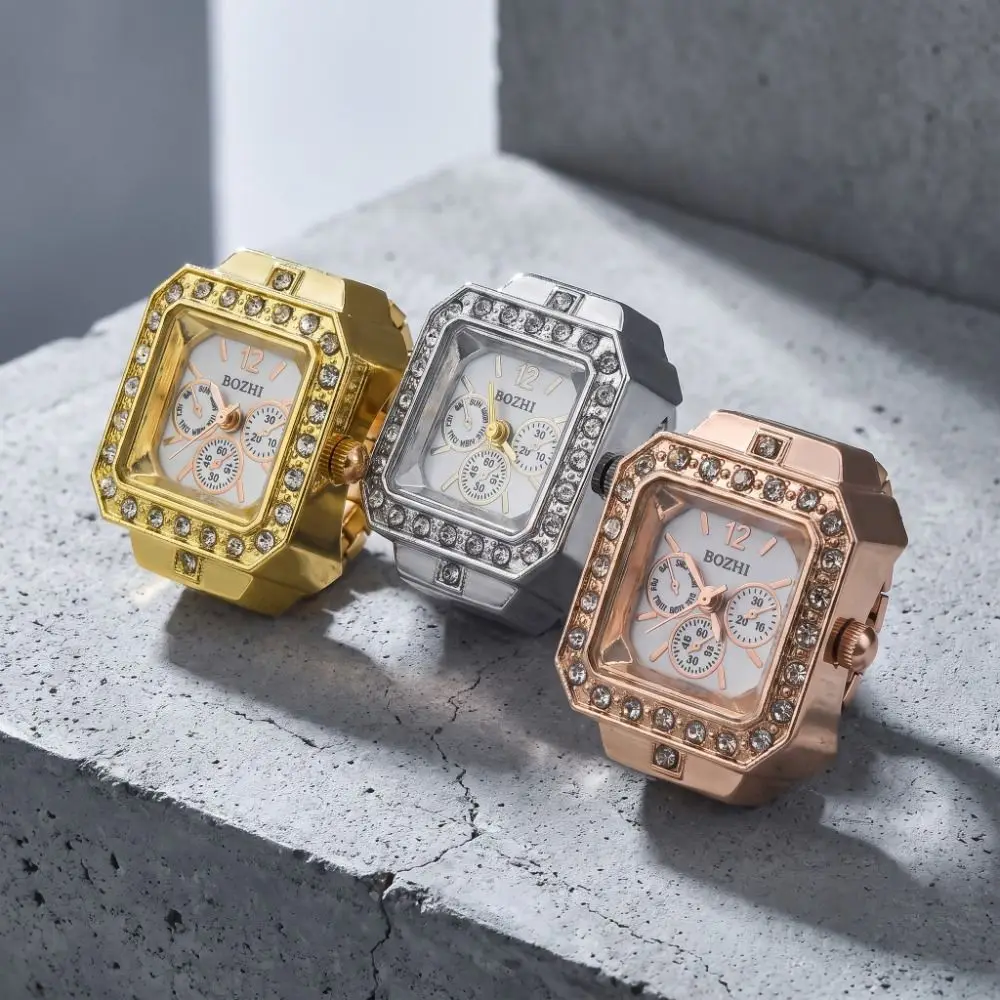 Cool Vintage Rings Jewelry Clock Heart Shape Punk Roman Quartz Watch Alloy Retro Finger Watch Ring Couple