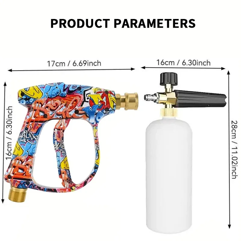 Graffiti Design 2150PSI Pressure Washer Gun, Foam Cannon & Nozzle Set, Bosch & Nilfisk Compatible