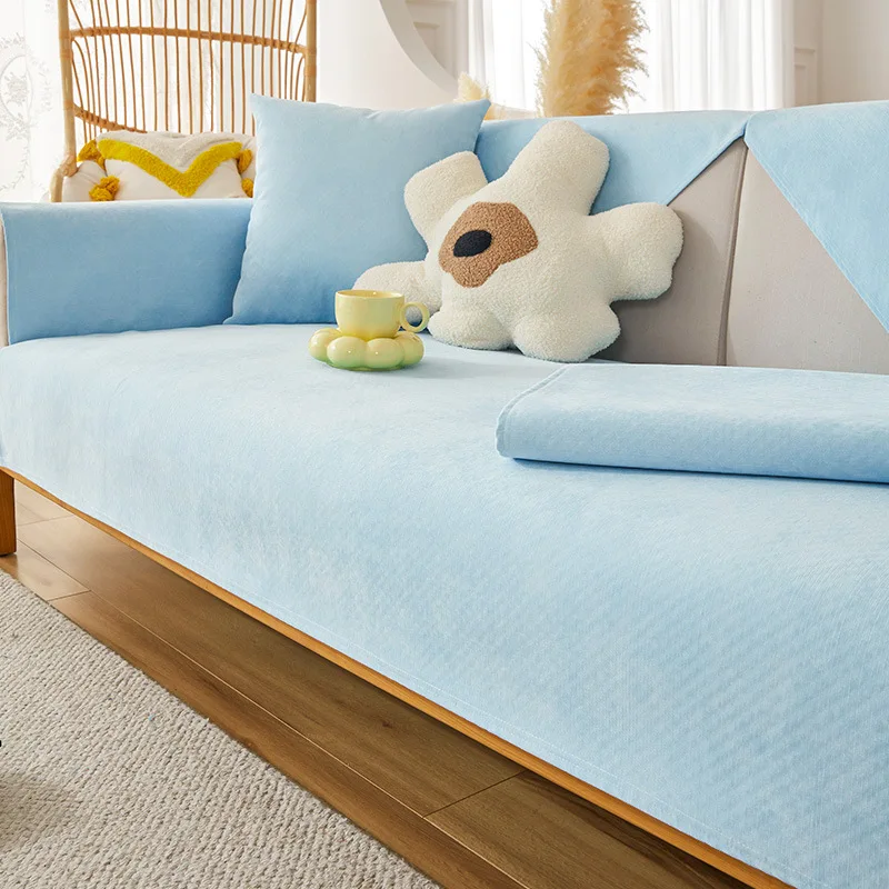 

Waterproof Sofa Cover Solid Color Living Room Sofa Cushion Non-Slip Armrest Combination Covers Four Season Sofa Towel