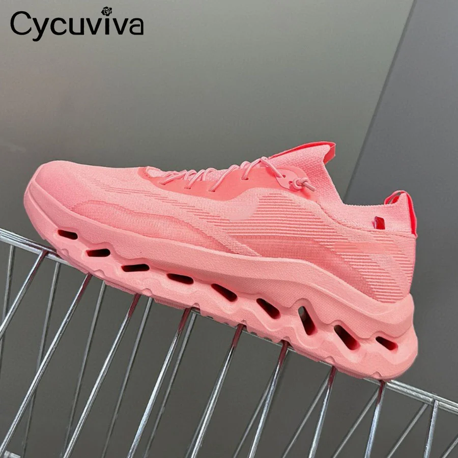 Autumn Brand Ventilation Knitting Flat Shoes Women Thick Sole Lace Up Casual Sneaker Comfort Party Vacation Lovers Walking Shoes