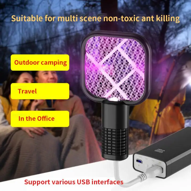 Mini Mosquito Killer Lamp Electric Shocker UV Light USB Charging Bug Zapper Trap Flies Summer Fly Swatter For Outdoors Portable 10m camping atmosphere light string usb charging waterproof lamp for fishing camping