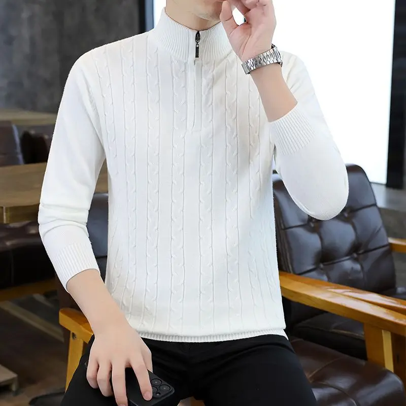 

Осенний сезон f Вязаный свитер с высоким воротником и цветочным воротником-стойкой Цвет f Вязаный свитер на молнии Простая тонкая основа Woole...